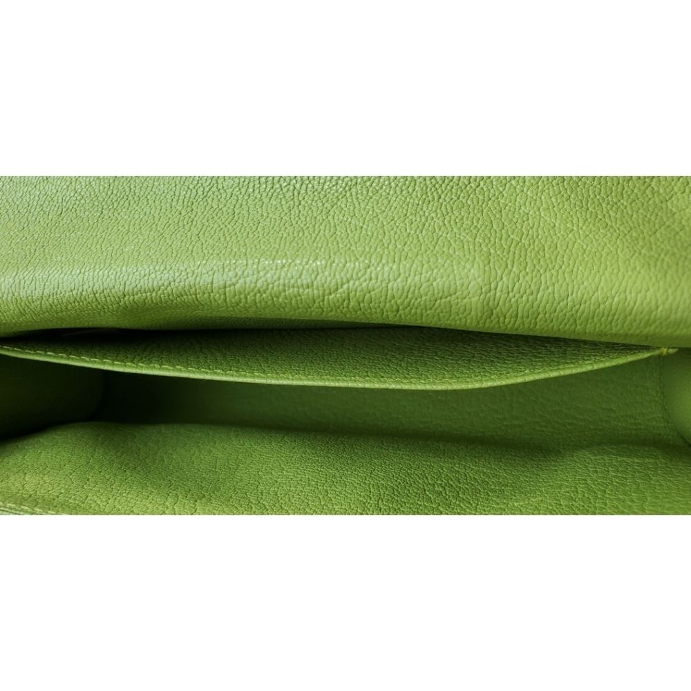 PERRIN PARIS L'ASYMETRIQUE Glove Clutch Green Calfskin Leather Clutch - Picture 8 of 17